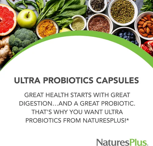 Vista 3 de NaturesPlus Ultra Probióticos - 30 cápsulas veganas - Soporte corporal total de espectro completo - Incluye Acai prebiótico - 30 porciones