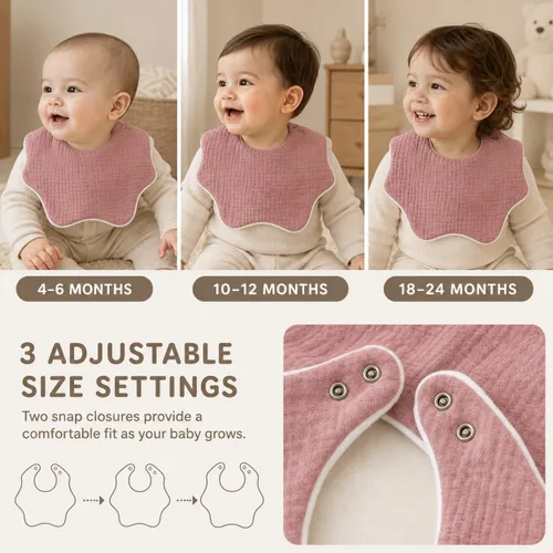 Vista 3 de NISXABEBE Paquete de 6 baberos bandana de muselina para babeo y dentición Warm Neutral-6 Pack