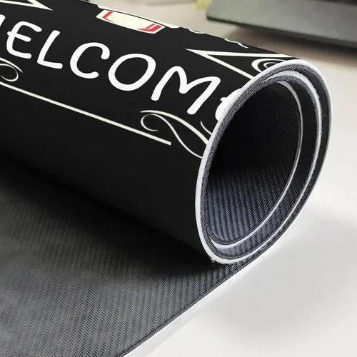 Vista 4 de XOZOTY Tapete personalizado con peluquería de bienvenida, ultra absorbente, para interiores y exteriores, tapete de bienvenida para puerta