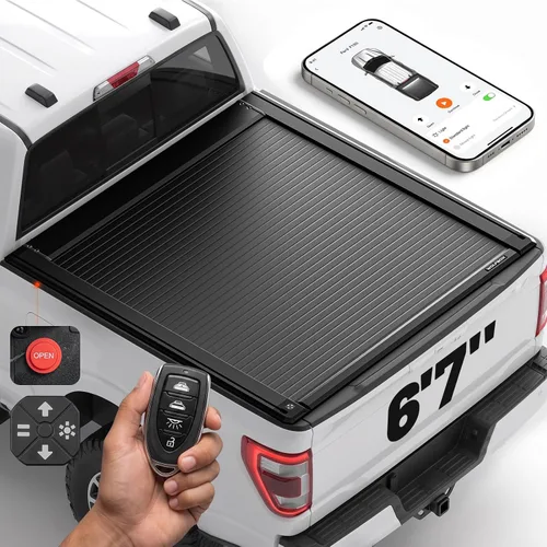 Vista 14 de WOLFBOX Cubierta Power Tonneau para Chevy Silverado y GMC Sierra 1500 2019 Se adapta a cama de 5.10 pies, aplicación y control remoto, se bloquea