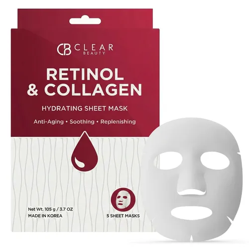 Vista 8 de Clear Beauty Mascarilla facial de oro de 24 quilates y colágeno, mascarillas reafirmantes e hidratantes para un brillo radiante y una textura suave