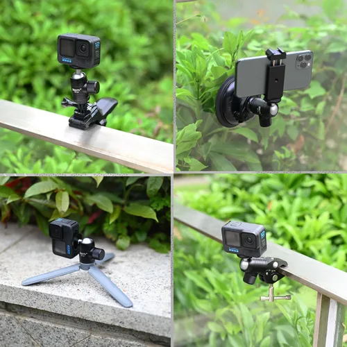 Vista 2 de SIOTI Mini cabezal de bola de trípode, mini cabeza de bola giratoria, panorámica vertical de 360° de 90°, compatible con proyector/DSLR/cámara