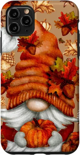 Vista 13 de Brown Fall Themed Gnome Pumpkin Cute Pattern Autumn Leaves Case for iPhone 16