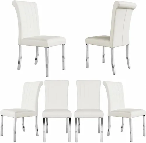 Vista 34 de Asday Upholstered Dining Chairs Set of 2, High Back Fabric Chairs, Beige Linen Fabric, High Back, Black Metal Legs