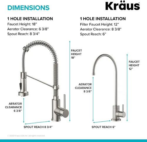 Vista 6 de Kraus KPF-1610-FF-100CH Bolden - Grifo extensible de cocina de estilo comercial, combo con filtro de agua Purita, cromado