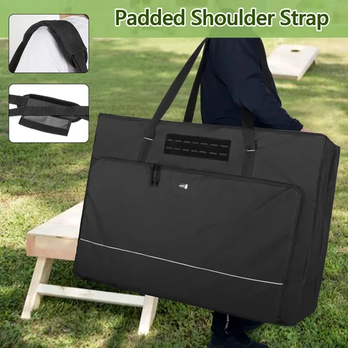 Vista 5 de GOBUROS Funda de transporte para tablero de Cornhole de 3 pies x 2 pies, bolsa de transporte de Cornhole con 8 bolsillos para bolsa de arena