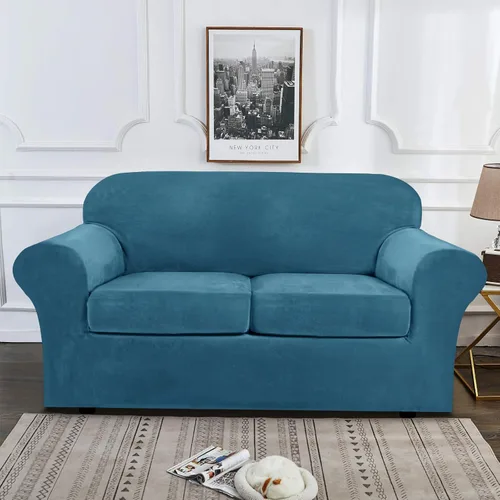 Vista 5 de ele ELEOPTION Fundas de sofá biplaza de alta elasticidad para sofá de 2 cojines, fundas de sofá biplaza para protector de muebles, juego de sofá