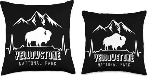 Vista 3 de Yellowstone Volcano National Park Wyoming Souvenir National Park Heartbeat Yellowstone Hike Wyoming Mountain - Almohada de 16 x 16 pulgadas