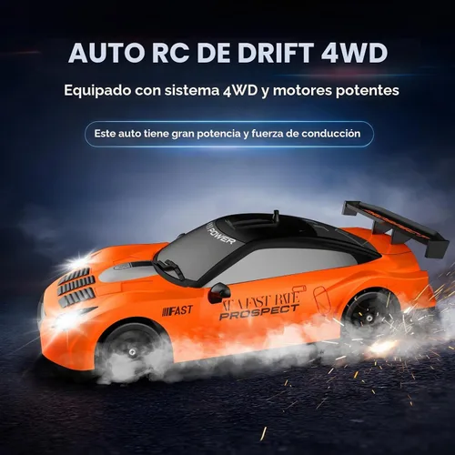 Vista 3 de Auto de control remoto RC Drift Car 2.4GHz escala 1:24 4WD 15KM/H Modelo de vehículo de alta velocidad con luces LED Drifting Tire Racing Sport Toy