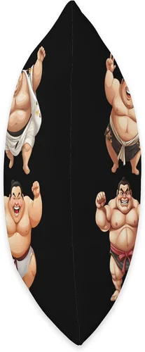 Vista 2 de I'm not fat I'm sumo-sized Sumo wrestler Rikishi Funny Fat 4 Sumo Wrestlers - Almohada de 16 x 16 pulgadas, multicolor