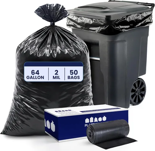 Vista 10 de Bolsas de basura de 64 galones para cubo, negras, 1,5 ml, 50 x 60, 50 bolsas) por caja