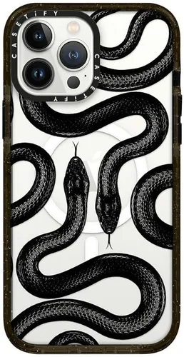 Vista 170 de CASETiFY Impact - Funda para iPhone 13 [protección contra caídas de 6.6 pies/compatible con Magsafe] Black Kingsnake, color negro transparente