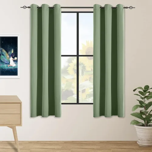 Vista 19 de Cortinas opacas para dormitorio, con aislamiento térmico y bloqueo de luz, para oscurecer la habitación, cortinas con ojales sólidos para ventana