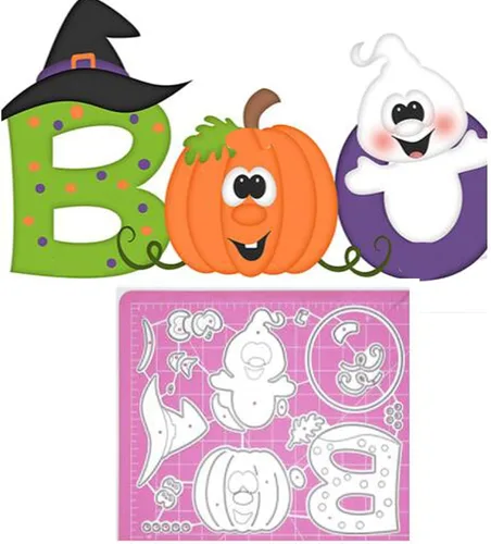 Vista 5 de Suds&WH Boo Magic Poison - Troqueles de metal con diseño de calabaza, plantillas de corte fantasma de Halloween para álbumes de recortes, álbumes