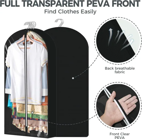 Vista 18 de 10 bolsas de ropa de 40 pulgadas para colgar ropa, bolsas transparentes para almacenamiento de ropa, bolsas de ropa para guardar ropa, bolsas