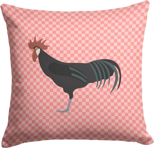 Vista 198 de Caroline's Treasures BB8163PW1414 Beltsville - Almohada decorativa de tela a cuadros pequeños, color blanco, pavo y gallina azul, lavable a máquina