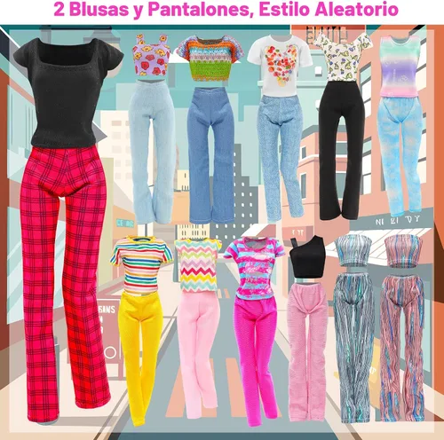 Vista 5 de BARWA 11 juegos de ropa de muñeca que incluyen 2 vestidos de lentejuelas, 5 vestidos florales de sirena, 4 trajes casuales tops y pantalones