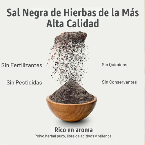 Vista 6 de Herbsforever Sal Negra Polvo Kala Namak Mineral 230 GMS