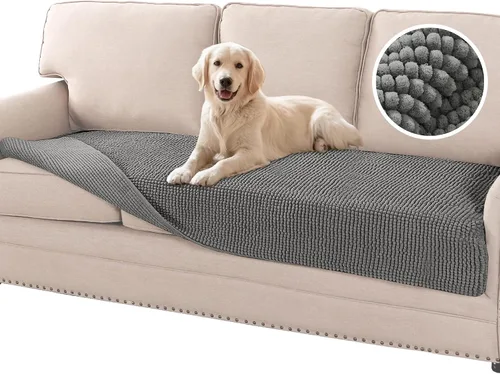 Vista 10 de Flamingo P Funda de cama de felpilla para perro, funda gruesa para sofá biplaza para perros, lavable, protector antideslizante para sofá de 2