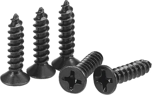 Vista 14 de uxcell Tornillos de madera M3 x 0.472 in Tornillos de cabeza plana Phillips de acero al carbono Autoperforantes Negro 200pcs