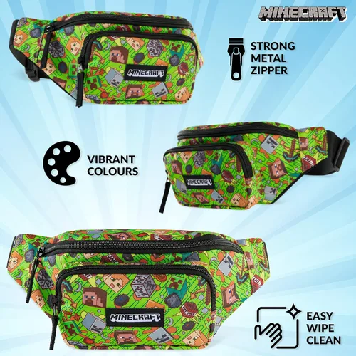 Vista 6 de Minecraft Riñonera para niños, riñonera para niños y niñas, bolsa de viaje para niños, bolsa de viaje para niños, mercancía de juegos, accesorios