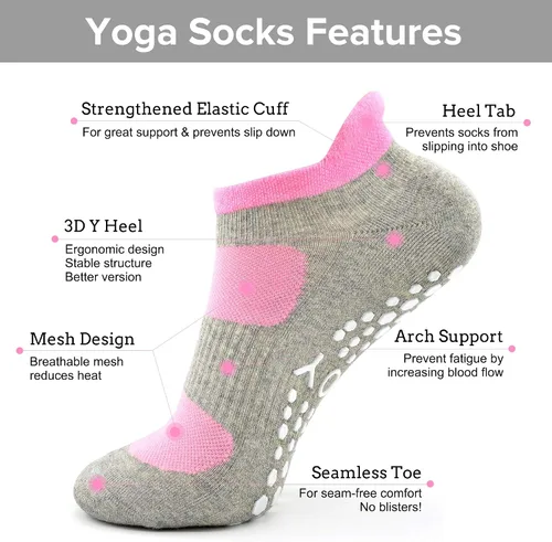 Vista 2 de Busy Socks Paquete de 2 calcetines antideslizantes para yoga, pilates, fitness, hospital, para mujeres y hombres, antideslizantes, para danza