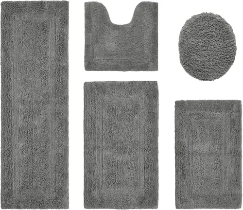 Vista 325 de Better Trends - Juego de 2 alfombras de baño 100% algodón, extra suaves, con borlas, de 17" x 24", alfombra de baño superabsorbente y reversible