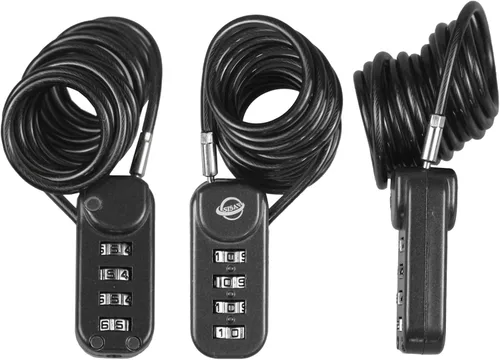 Vista 7 de Candado de combinación de 4 dígitos con cable de 47 pulgadas (47.2 in) adecuado para casilleros de gimnasio escolar, botes de basura, equipaje