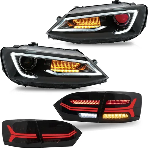 Vista 15 de VLAND Luces traseras LED para Jetta Sagitar 12-14 2011-2014 (no compatible con GLI y versión LED), montaje completo de lámpara trasera LED, rojo
