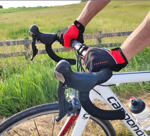 Vista 2 de Guantes de ciclismo de medio dedo, guantes de bicicleta antideslizantes de gel acolchados que absorben los golpes, guantes de ciclismo para hombres