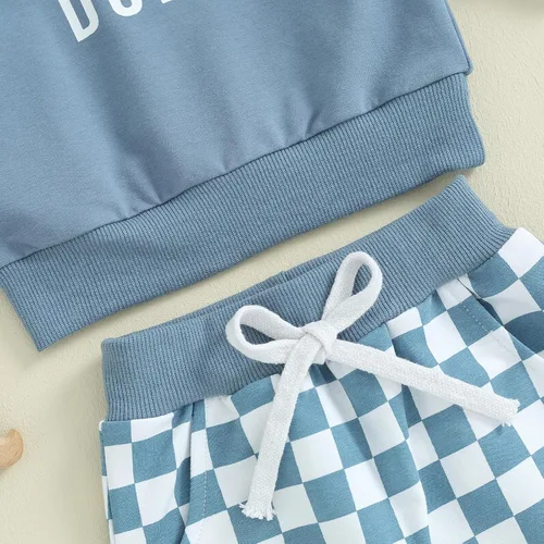 Vista 5 de Conjunto de sudadera de manga larga con cuello redondo y pantalones deportivos para bebés, ropa de invierno para bebé