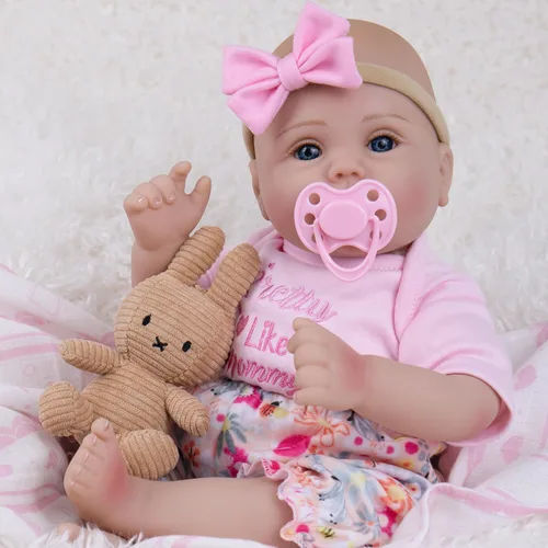 Vista 2 de Milidool Muñecas bebé realistas renacidas para niñas - Muñeca de recién nacida realista de 18 pulgadas, lindo regalo para niños de 3 años