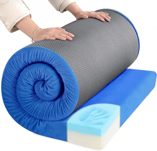 Vista 10 de HOMBYS Colchón de Camping de Espuma Viscoelástica Impermeable de 3 Pulgadas de Grosor para Dormir al Aire Libre, Almohadilla de Colchón Portátil