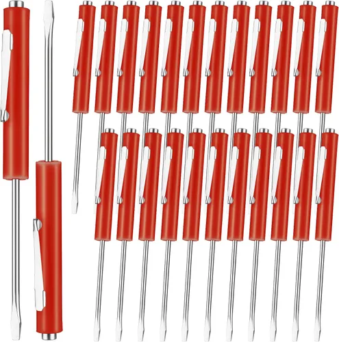 Vista 20 de Honoson 10 Piezas de Destornillador de Bolsillo Mini con Parte Superior y Clips de Bolsillo Magnéticos, Destornillador Pequeño Ranurado con Cabeza