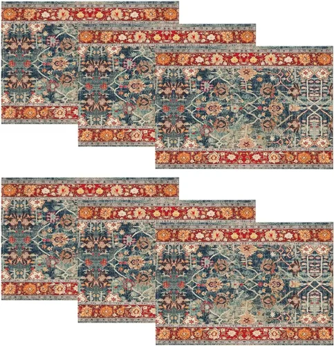 Vista 13 de Artoid Mode Juego de 4 manteles individuales estilo boho de plata, 30x46 cm rústicos de estilo granja para decoración mágica de mesa de otoño