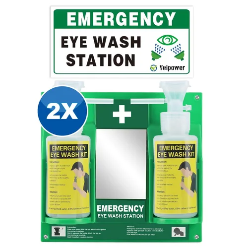 Vista 8 de Kit de estación de lavado de ojos portátil aprobado por la OSHA, botellas de lavado de ojos de emergencia Yeipower montadas en la pared, 16 onzas