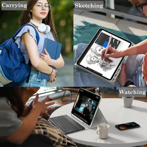 Vista 7 de Funda con teclado para iPad Pro de 12.9 pulgadas (modelo antiguo) 2015 1ª/2017 2ª generación - Teclado Bluetooth inalámbrico recargable, desmontable