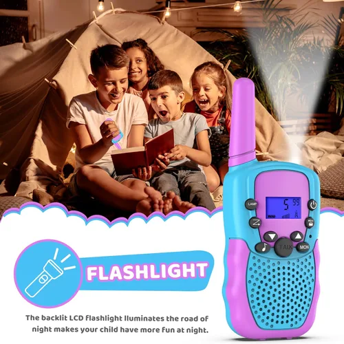 Vista 3 de Juguetes para niños o niñas de 4 a 12 años, paquete de 3 Walkie Talkies para exteriores y interiores, rango de 1.9 mi, 22 canales, radio de 2 vías