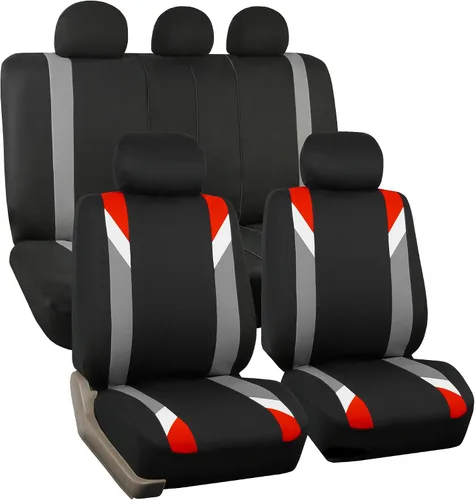 Vista 12 de FH Group Juego delantero de fundas de asientos de automóvil de tela para asientos de respaldo bajo con reposacabezas extraíble, ajuste universal