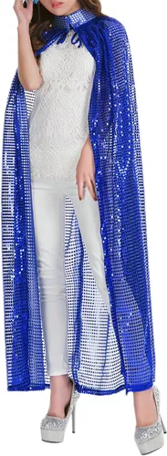 Vista 3 de Capa larga para mujer, para cosplay, Halloween, Navidad, fiesta, lentejuelas, capa