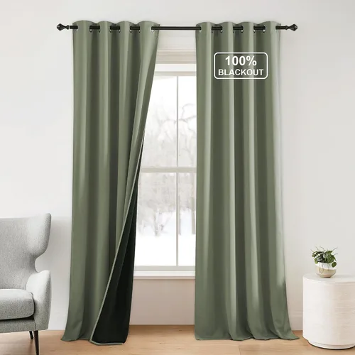 Vista 76 de NICETOWN Cortinas 100% Opacas Cortas de 36 Pulgadas de Largo para Dormitorio, Privacidad Aislamiento Térmico con Ojales Cortinas de Ventana