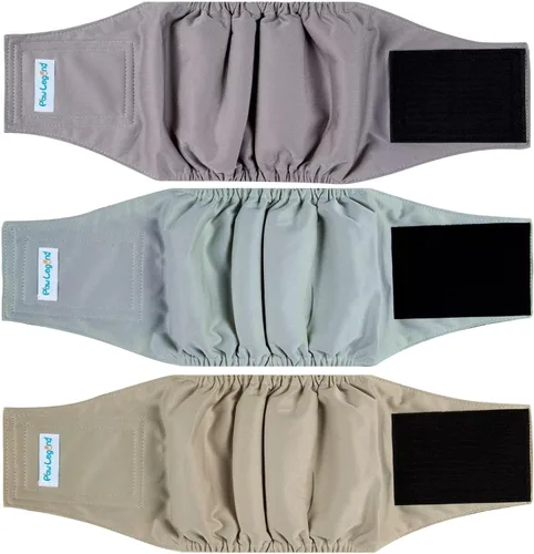 Vista 15 de Paw Legend - Pañales lavables para perro macho (3 unidades), XS, Ejército, Gris, Marina