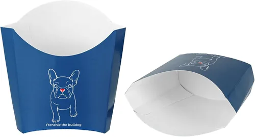 Vista 27 de Restaurantware Bio Tek - Taza de papas fritas desechables de 4.7 x 3.5 x 5.1 pulgadas, 100 vasos desechables para refrigerios, papel azul y blanco