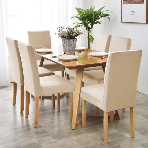Vista 6 de 1/2/4/6 piezas de terciopelo para silla de comedor, funda elástica de elastano para silla de comedor, funda de asiento para boda, hotel, banquete