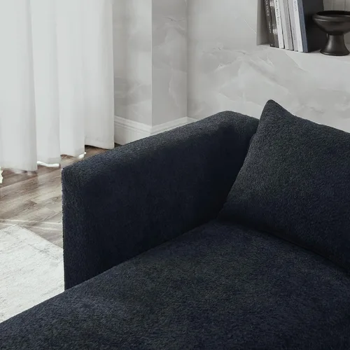 Vista 45 de Quarte Sofá seccional en forma de U, sofá modular con dos asientos individuales, dos sillas, combinación de bricolaje, tela de hilo en bucle Beige/5