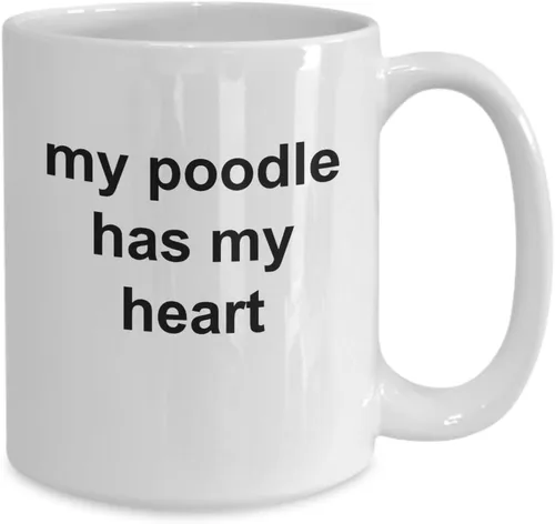Vista 2 de Funny Mug Poodle Has My Heart - 11 or 15 oz Coffee Tea Cup with Unique saying Pedigree Dog