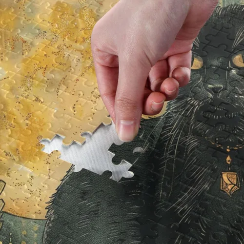 Vista 4 de Rompecabezas de 500 piezas con diseño de gato de brujas vintage, rompecabezas educativo de descompresión intelectual para adultos, pensamiento