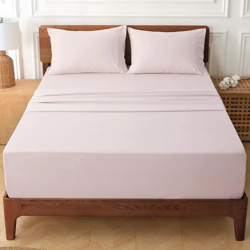 Vista 9 de Juego de sábanas HYPREST de bolsillo extra profundo tamaño Queen, se adapta a colchones de 18"-24" de profundidad - Juego de sábanas Queen 100% Rosa