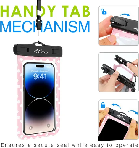 Vista 9 de MoKo Funda impermeable para teléfono, bolsa seca para teléfono celular con correa compatible con iPhone 16, 15, 14, 13, 12, 11 Pro Max, Samsung