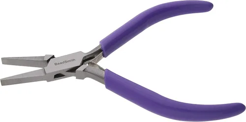 Vista 6 de The Beadsmith Alicates de punta plana – 4.5 pulgadas (4.488 in) – Mango de agarre de vinilo morado con resortes de hoja doble – Herramienta
